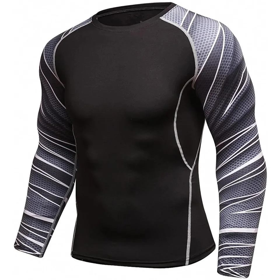 Fitness Rash Guard Long Sleeve Men Bjj MMA Compression Rash Guard