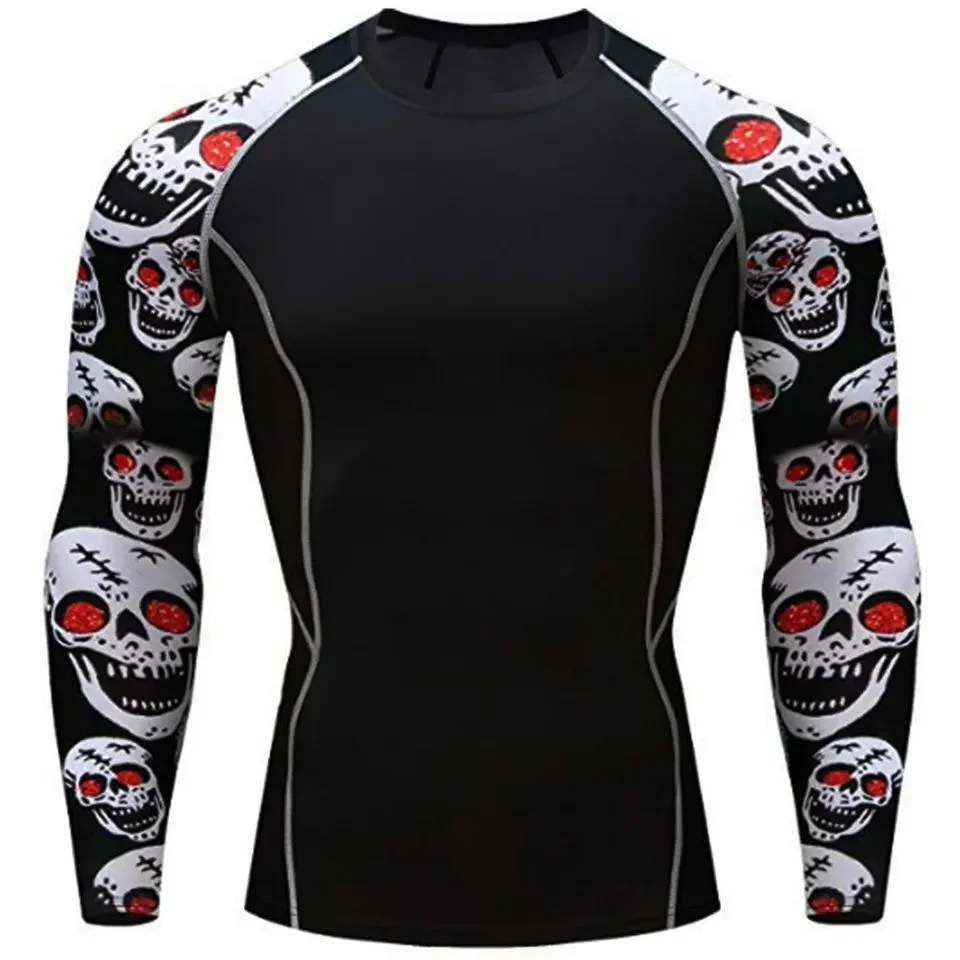 Fitness Rash Guard Long Sleeve Men Bjj MMA Compression Rash Guard