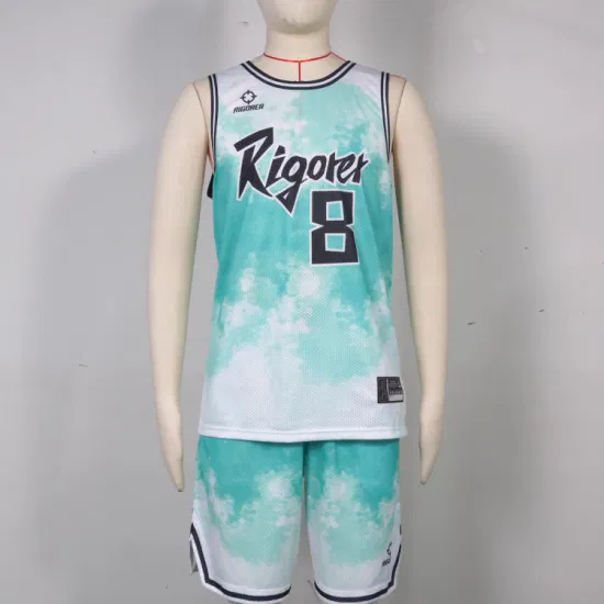 Rigorer Pure Color Basketball Jersey Sublimación Uniforme Malla Poliéster Transpirable Elástico Hombres