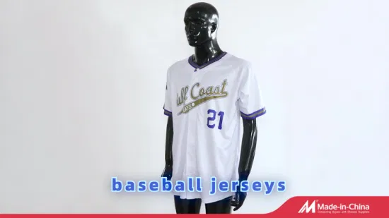 Uniforme de béisbol personalizado, camiseta de softbol de sublimación barata, camiseta de béisbol con botón completo